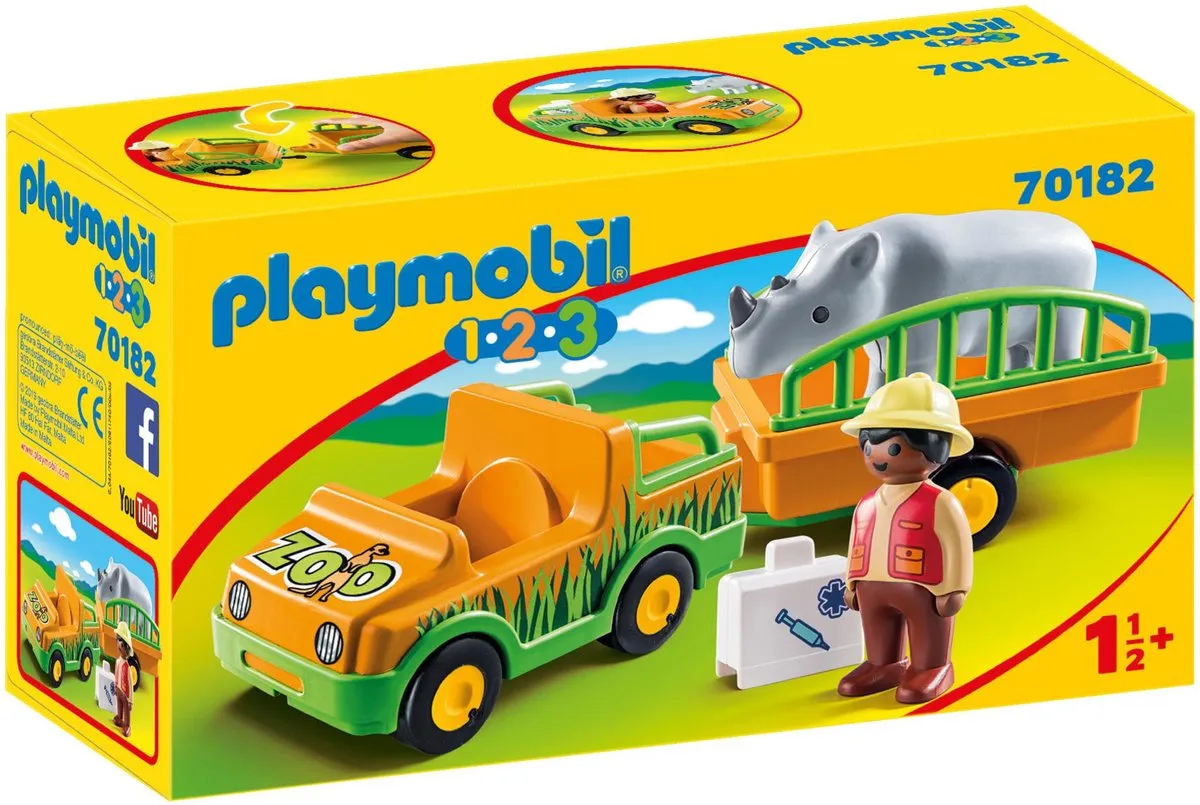 Playmobil 1.2.3 Dierenverzorger met neushoorn 70182