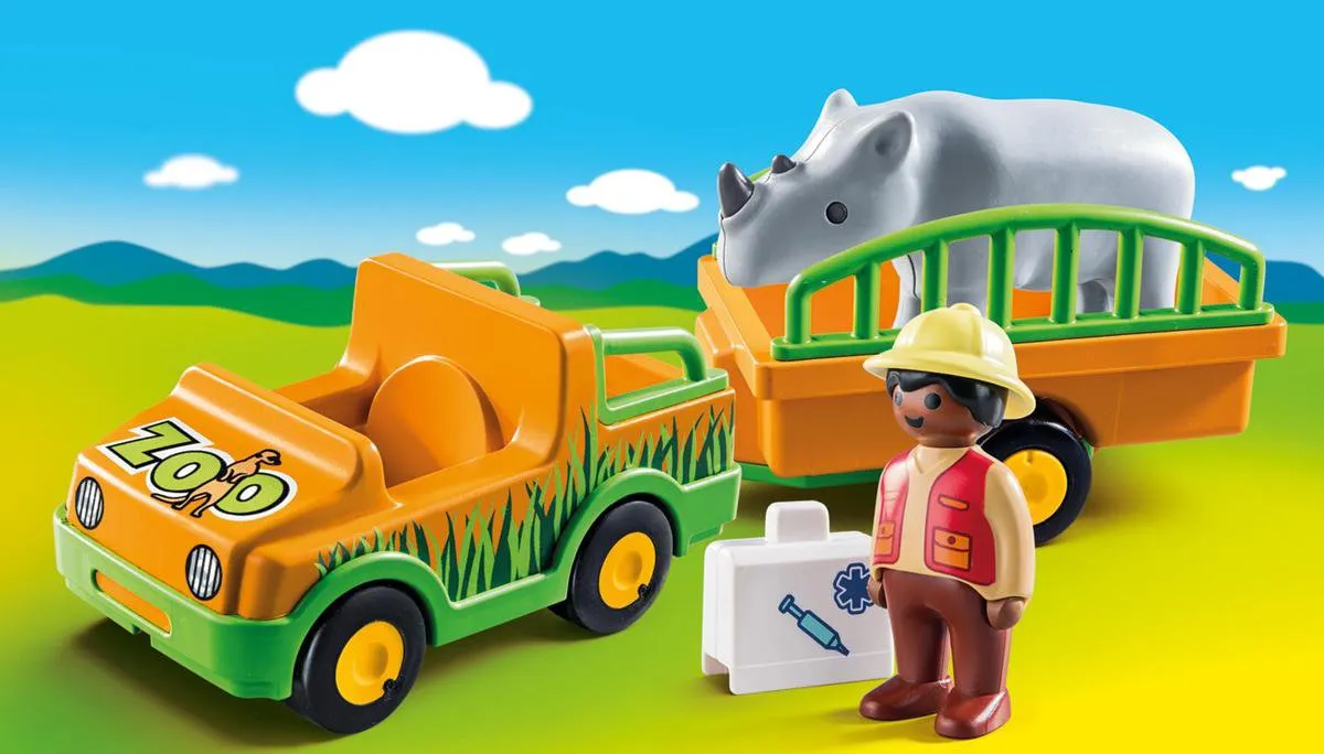 Playmobil 1.2.3 Dierenverzorger met neushoorn 70182