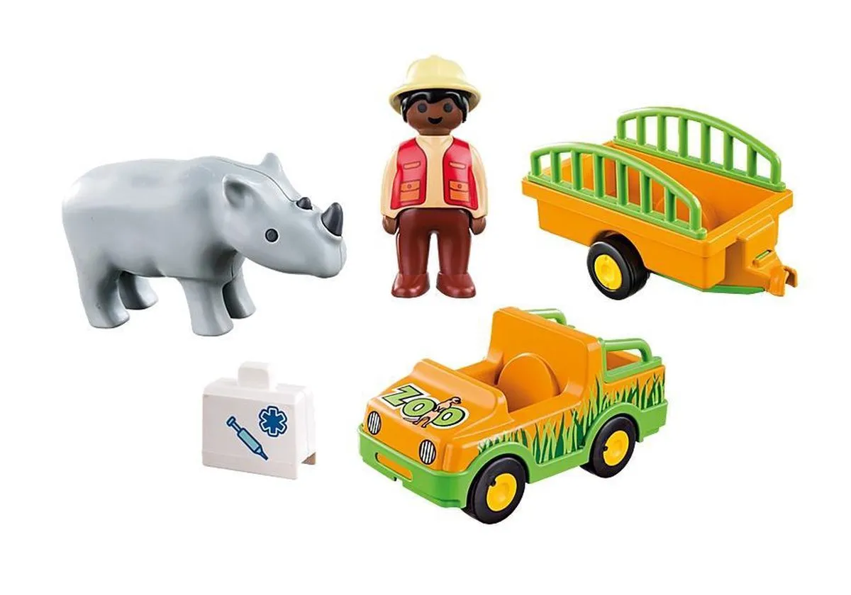 Playmobil 1.2.3 Dierenverzorger met neushoorn 70182
