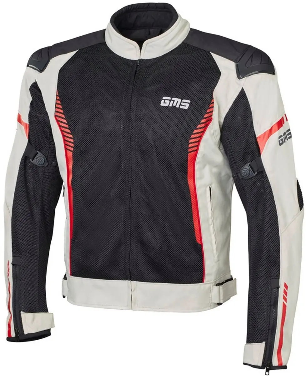 gms Samu Mesh Grijs Zwart Rood Textiele Motorjas