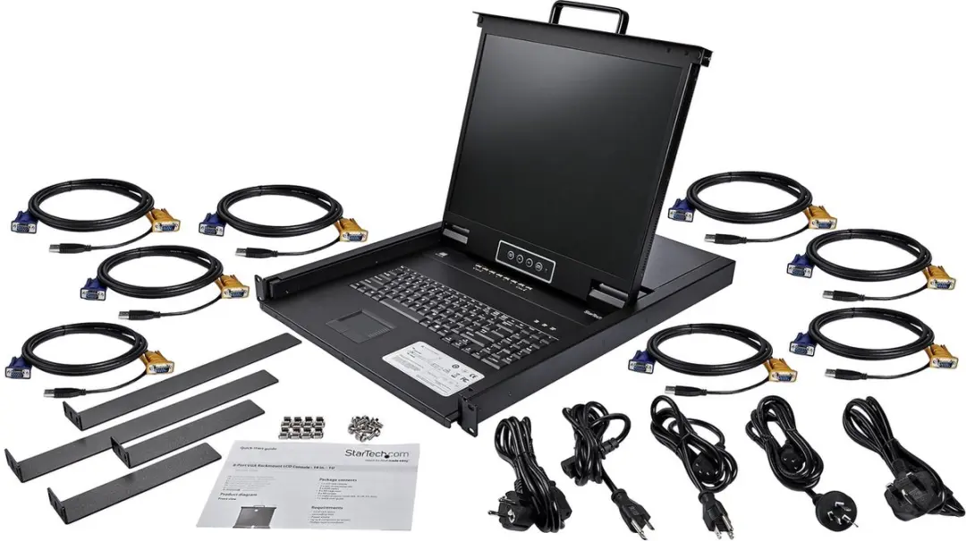 Startech RKCONS1908K 1U 8-Poorts VGA KVM Console - Zwart - afbeelding 2 van 6