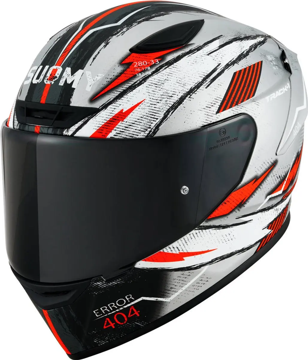 Suomy Track-1 404 2023 Zilver Rood Wit Integraalhelm