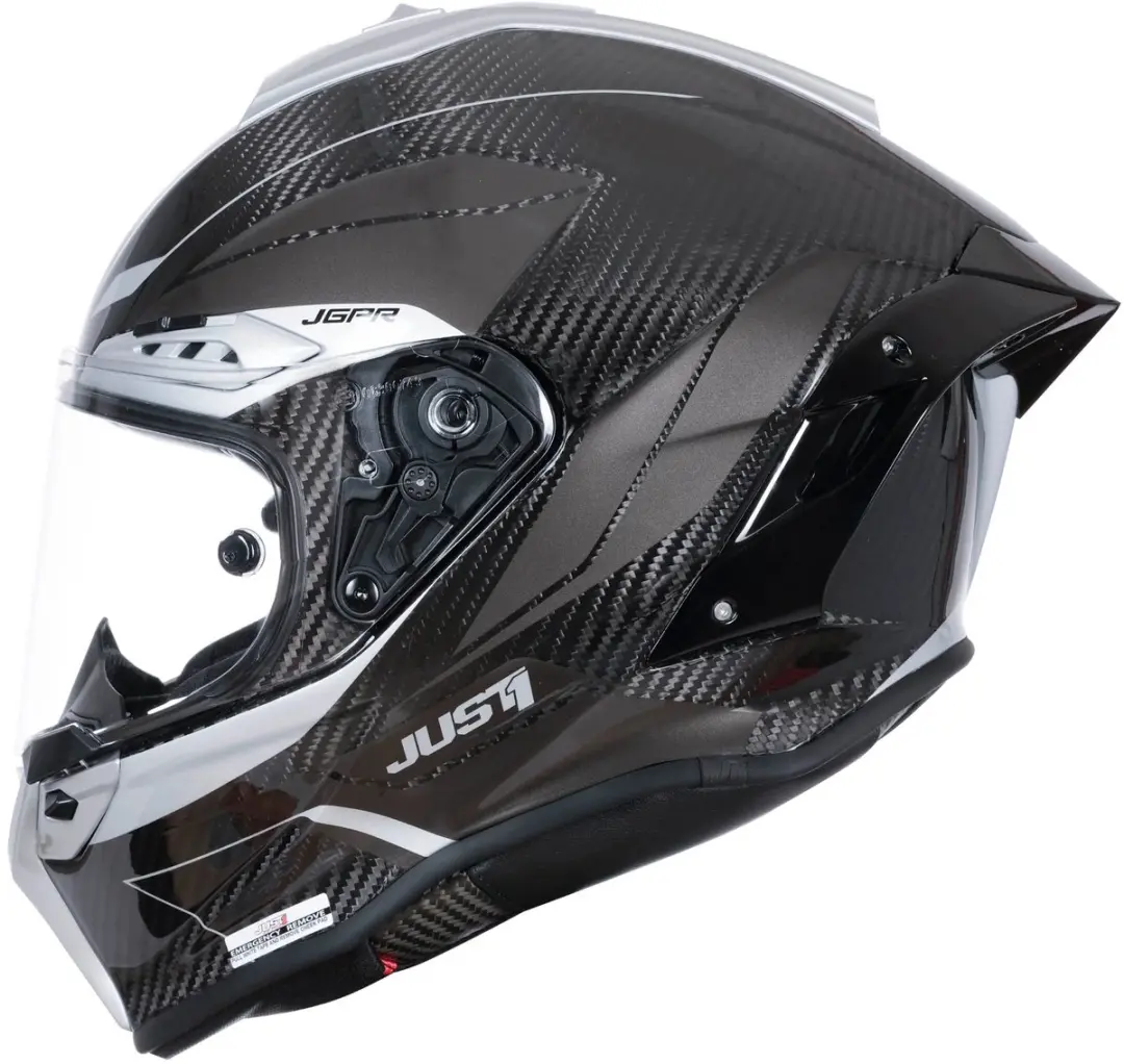 Just1 Motorhelm Integraal J-GPR Silver-Carbon Gloss Maat L