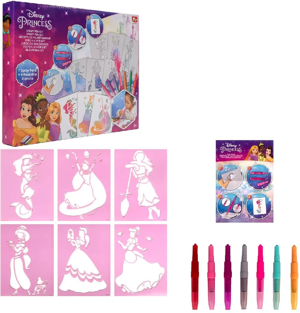 Disney Princess Blaasstiften Set - 7 Stuks Multicolor