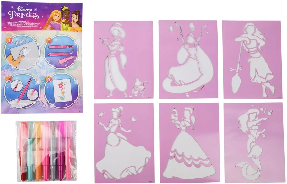 Disney Princess Blaasstiften Set - 7 Stuks Multicolor