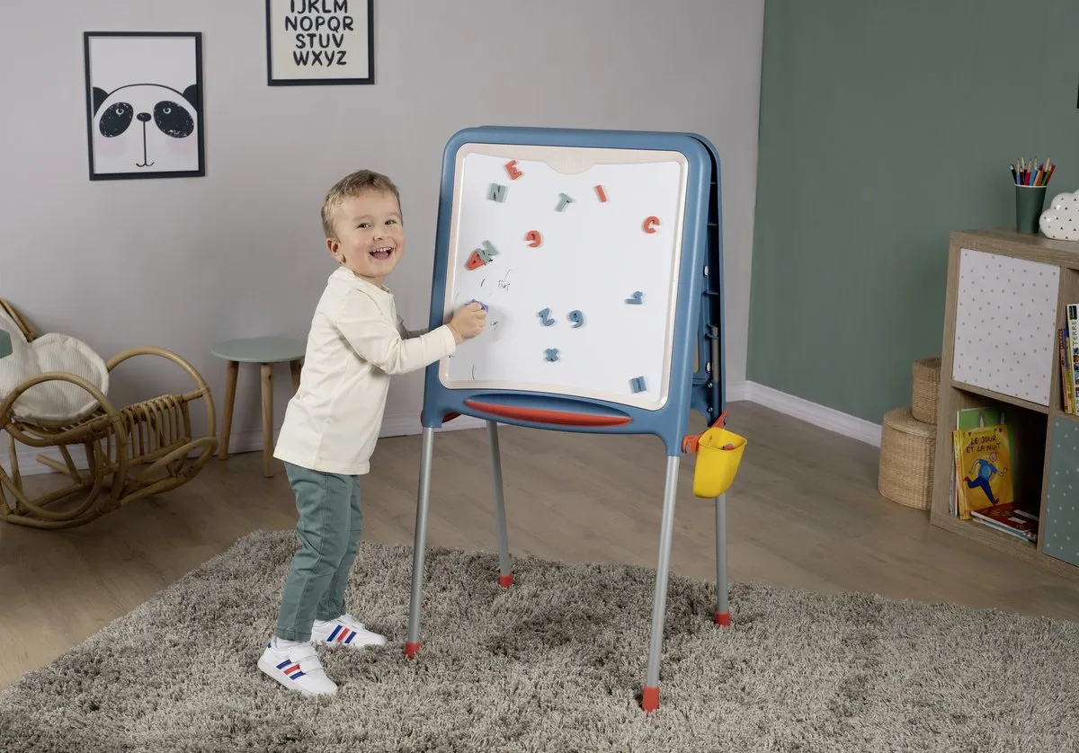 Smoby Metalen Tekenbord - Blauw/Wit/Rood