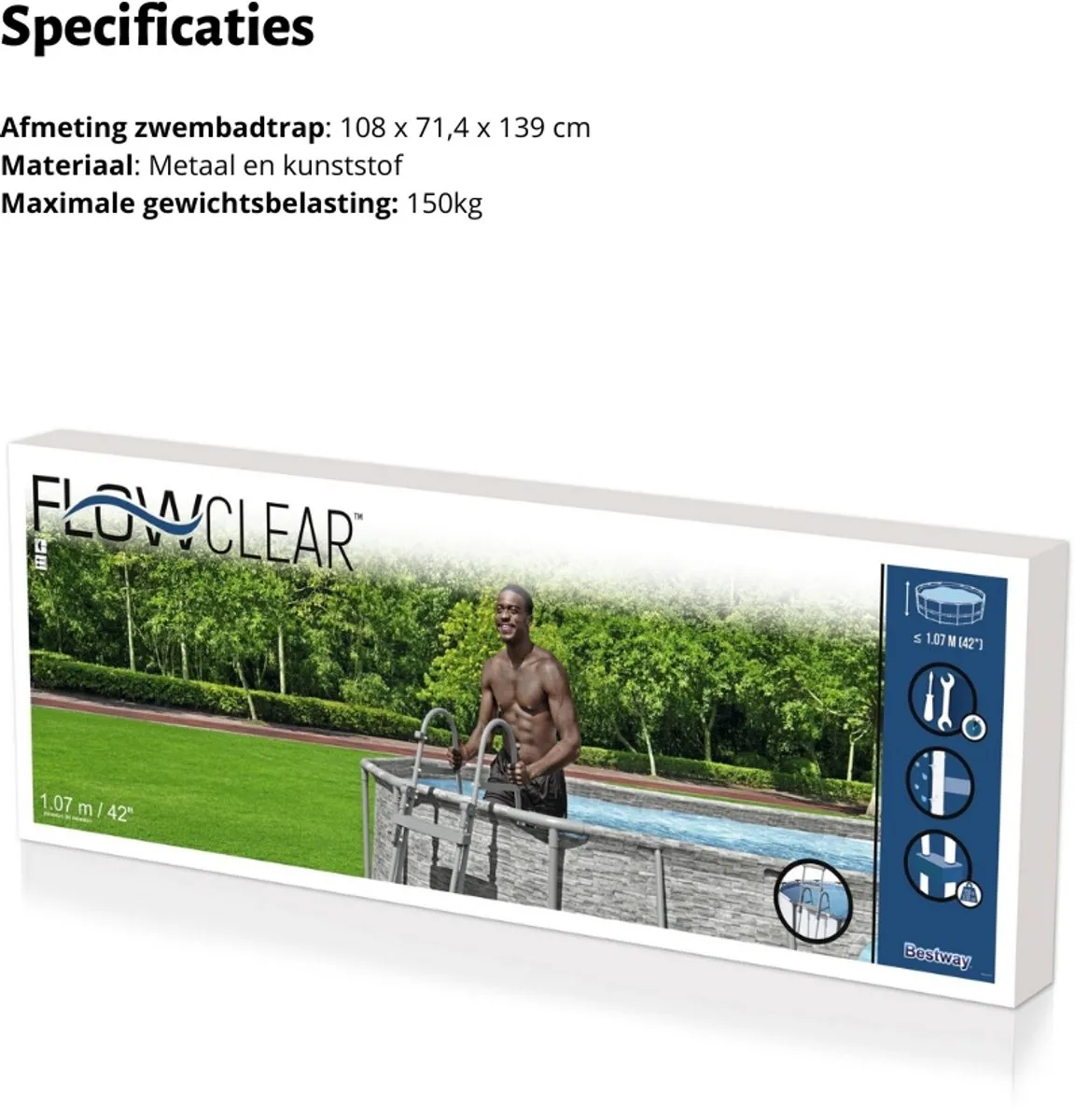 Bestway Flowclear Zwembadladder 107cm - 4 Treden