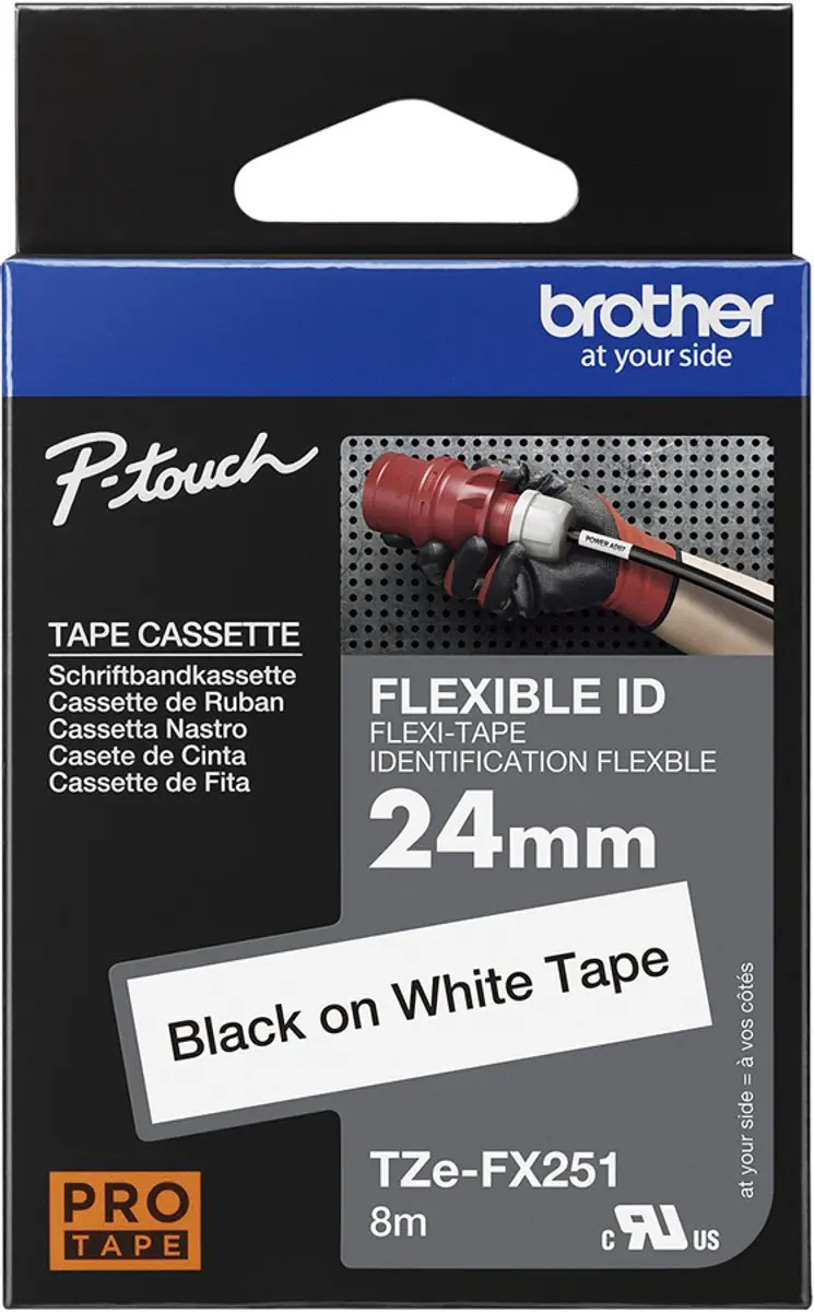 Brother TZe-FX251 Labeltape - Wit 24mm 8m - afbeelding 8 van 10