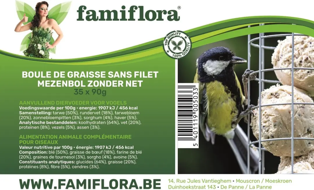 Famiflora Mezenbol Vetbol voor Vogels - 35 Stuks
