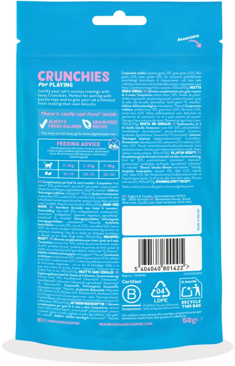 Edgard & Cooper Crunchies Kattensnacks Zalm 50g