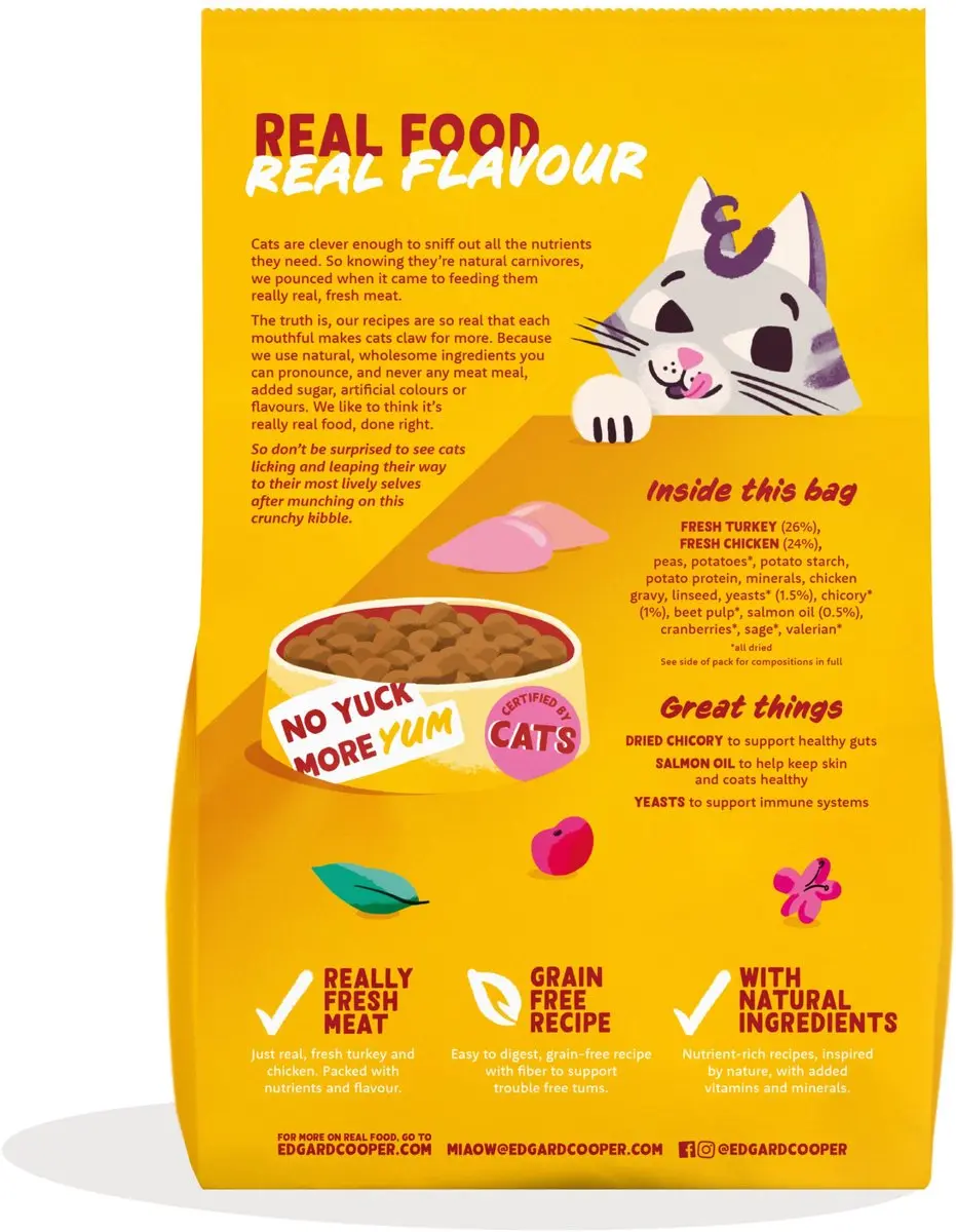 Edgard & Cooper Verse Kalkoen & Kip Kattenvoer 2kg