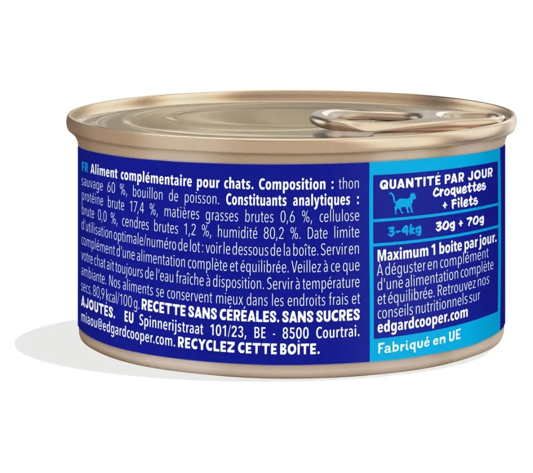 Edgard & Cooper Natvoer Tonijn Kitten/Senior 24x70g