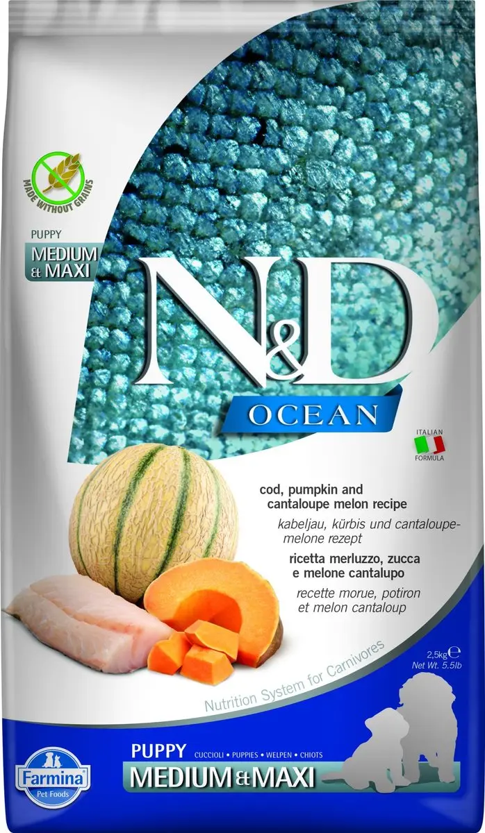 N&D Ocean Puppyvoeding Kabeljauw met Pompoen medium/maxi 2,5 kg
