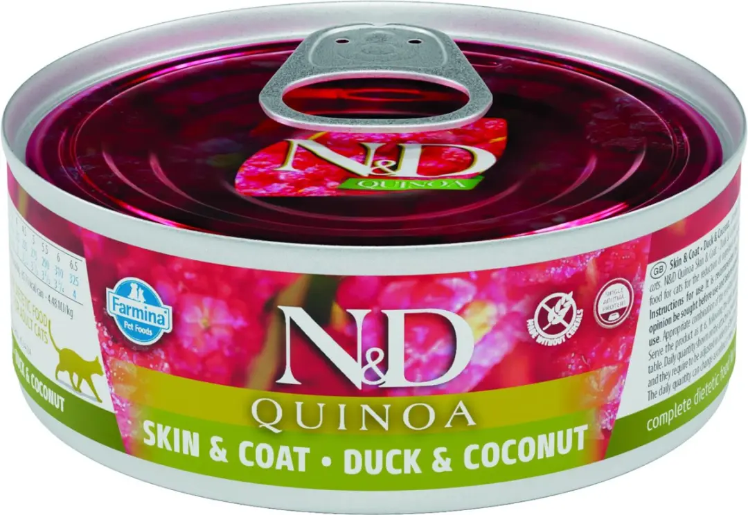 N&D Quinoa natvoeding voor de kat Skin & Coat Eend 80 gr.