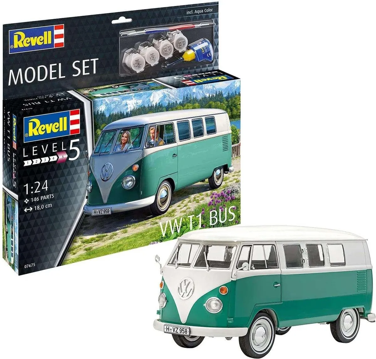 Revell 67675 Volkswagen T1 Bus Modelbouwpakket 1:24 - 146 Onderdelen - Multi