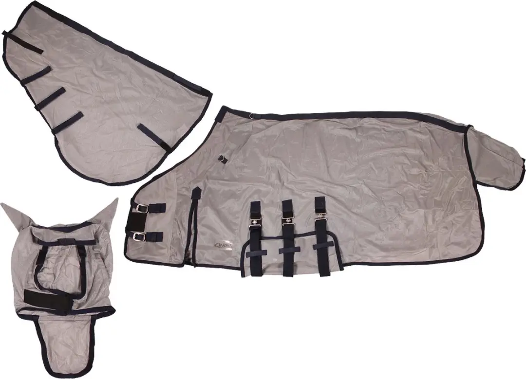 QHP Vliegendeken Donkergrijs 125cm - Zomer - afbeelding 6 van 6