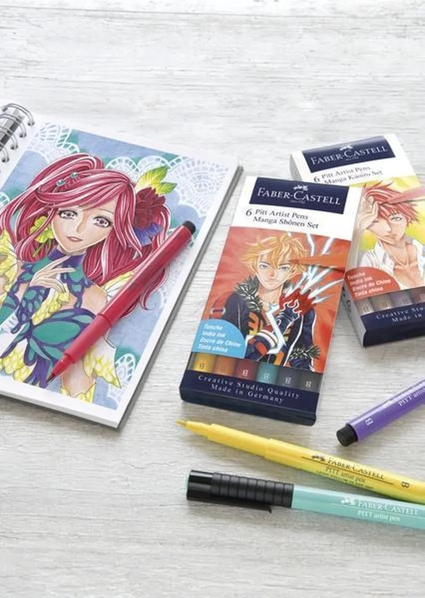 Faber-Castell Pitt Artist Pen Brushpen 6-delig Manga Shonen FC-167157