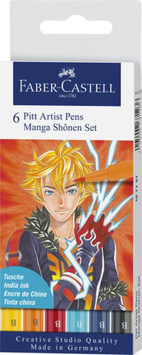 Faber-Castell Pitt Artist Pen Brushpen 6-delig Manga Shonen FC-167157