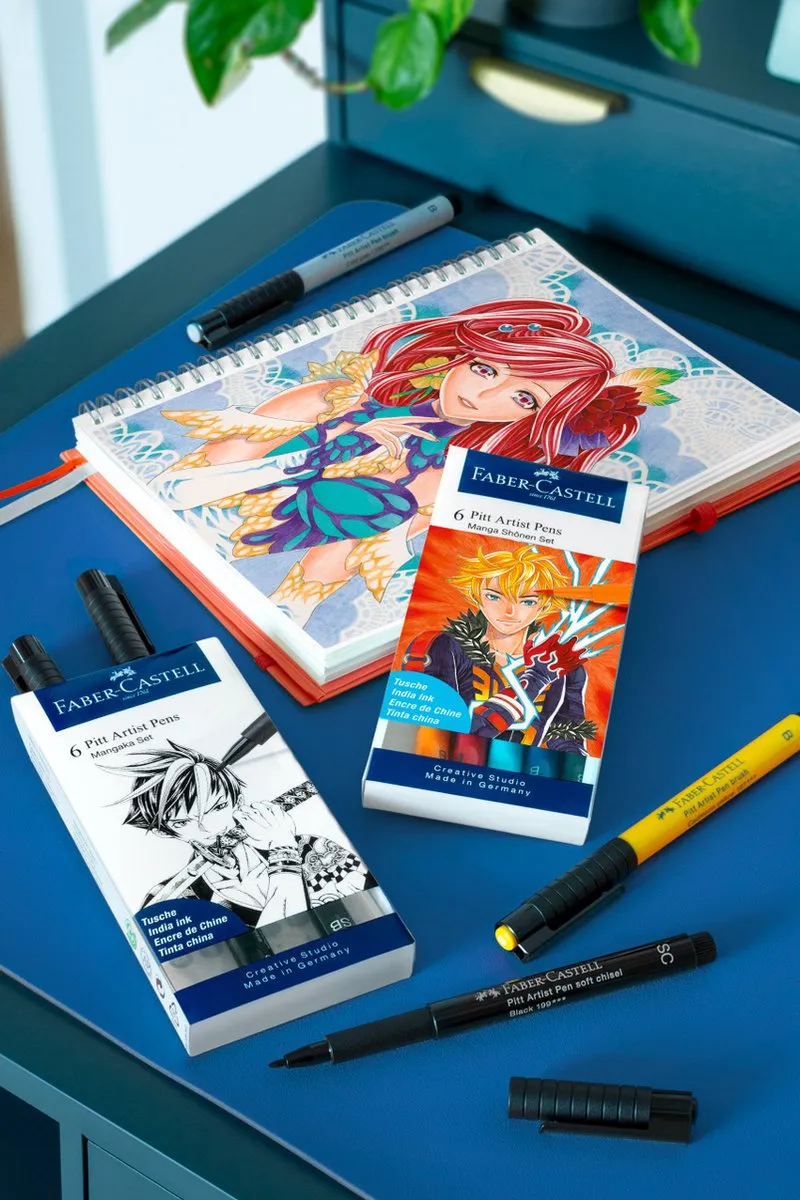 Faber-Castell Pitt Artist Pen Brushpen 6-delig Manga Shonen FC-167157
