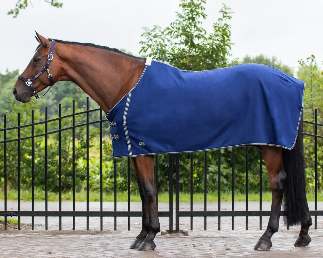 QHP Fleece Deken Basic Navy - 205cm - 4-seizoenen