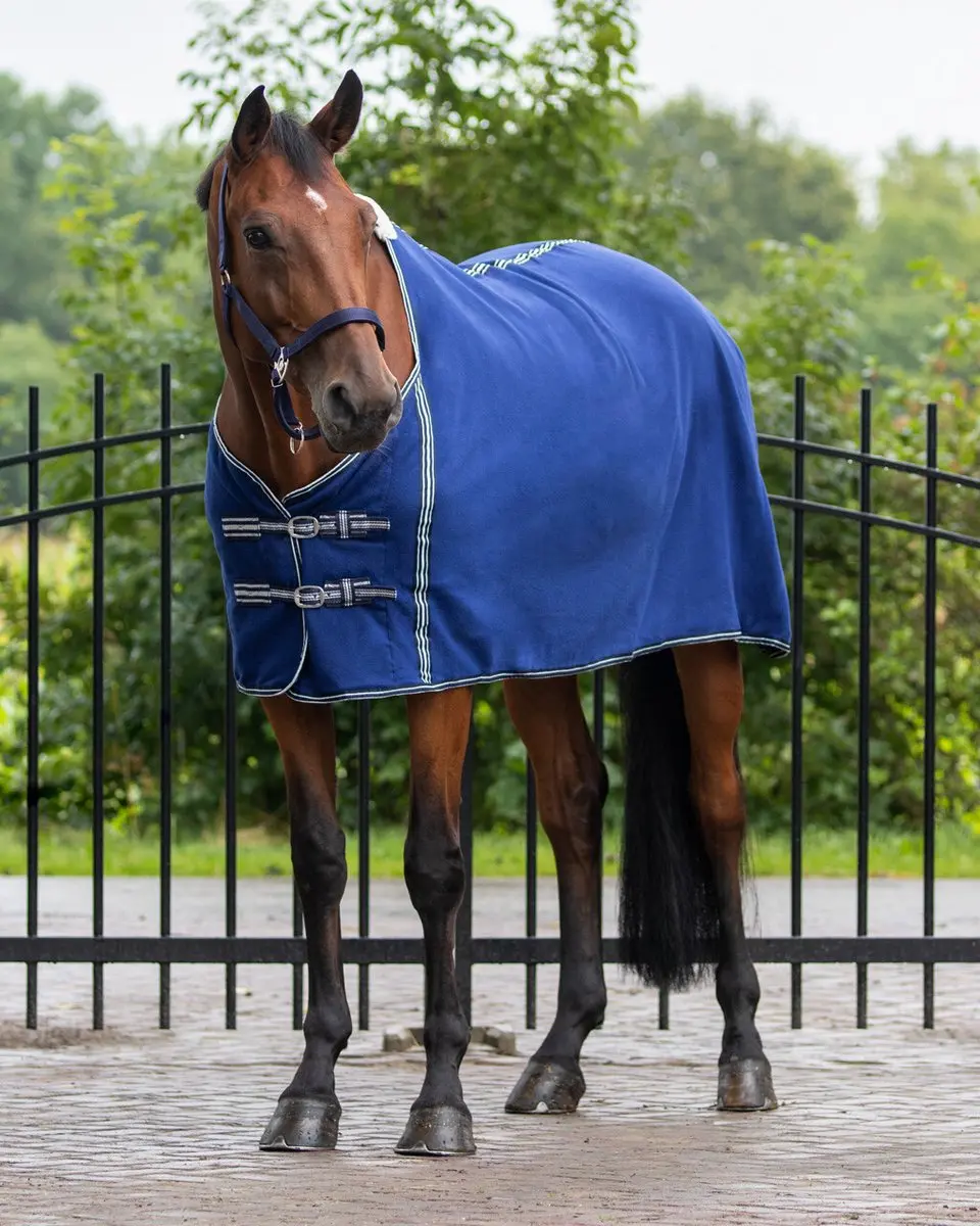 QHP Fleece Deken Basic Navy - 205cm - 4-seizoenen