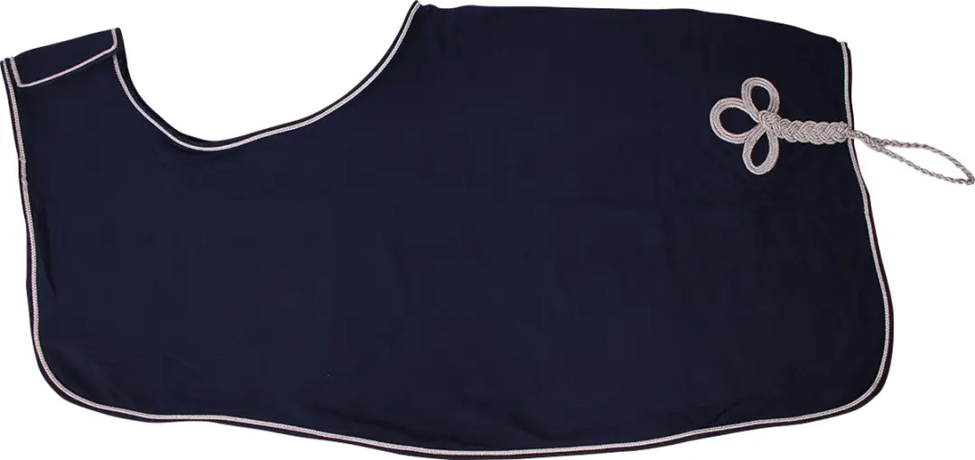 QHP Uitrijdeken Fleece Ornament Donkerblauw-Zilver