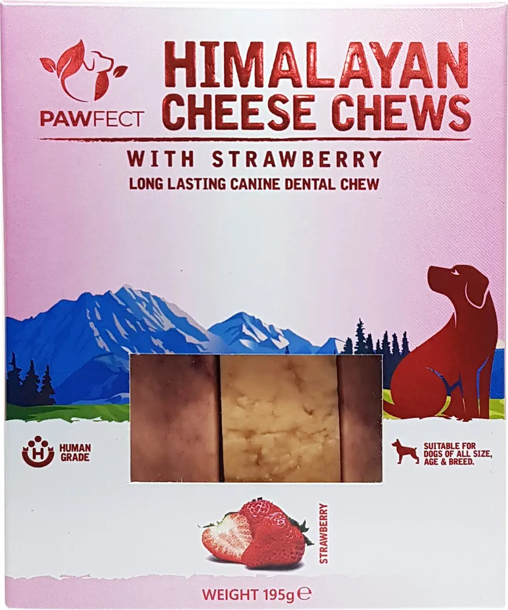 Pawfect chew yakstaaf Aardbei Medium 3 x 65 gr.