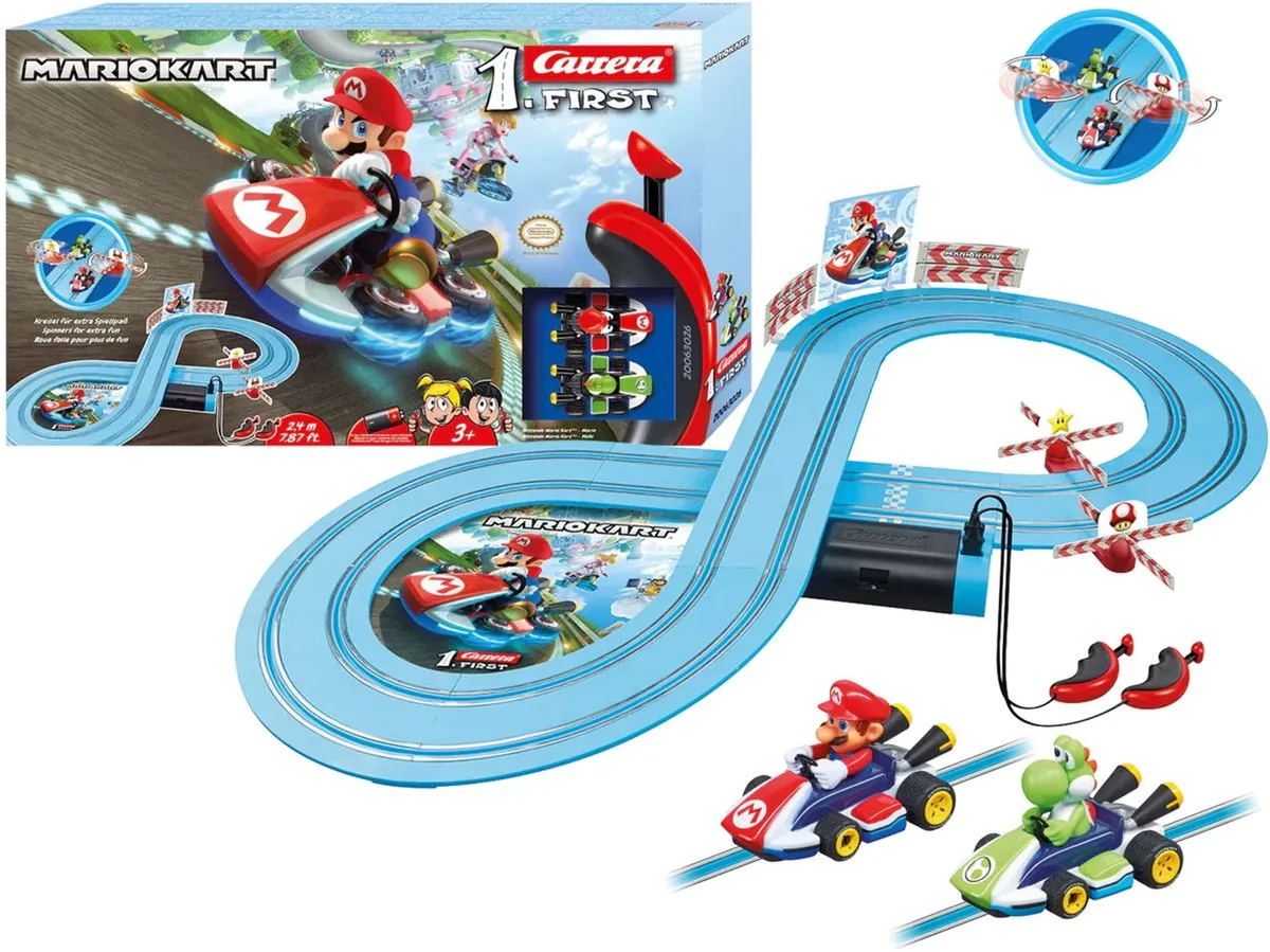 Carrera FIRST Racebaan Mario Kart - CAR20063026 - 2 Voertuigen Mario vs. Yoshi - 2,4m