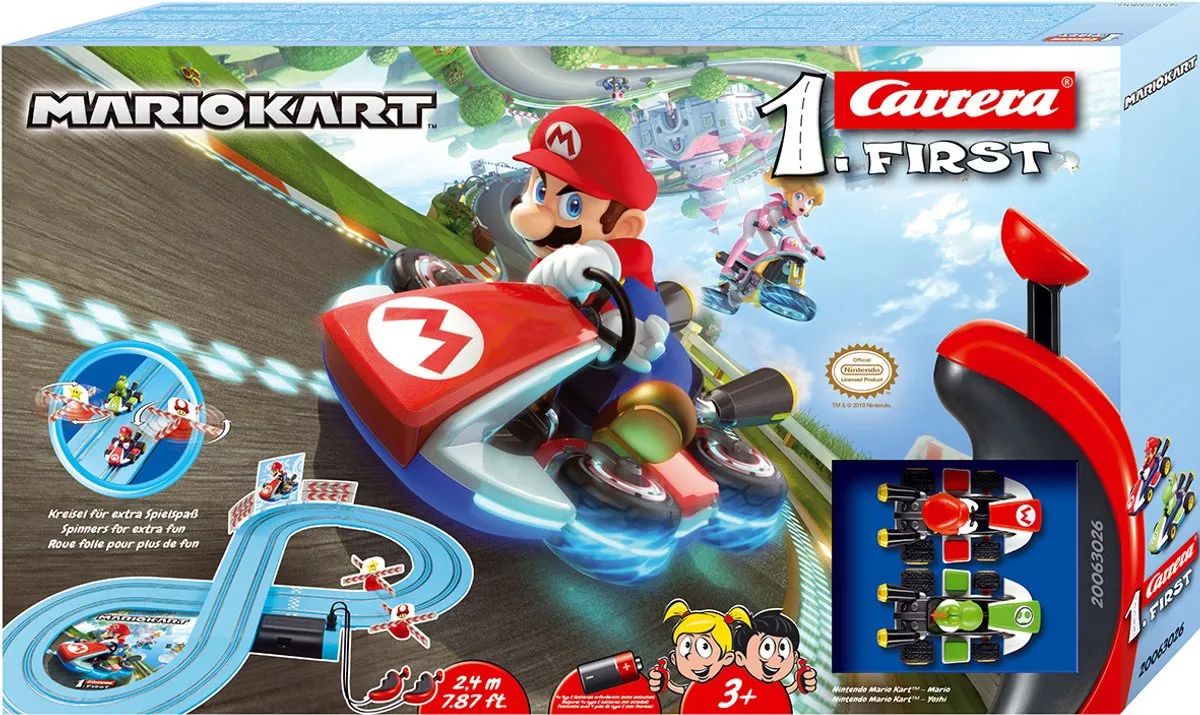 Carrera FIRST Racebaan Mario Kart - CAR20063026 - 2 Voertuigen Mario vs. Yoshi - 2,4m
