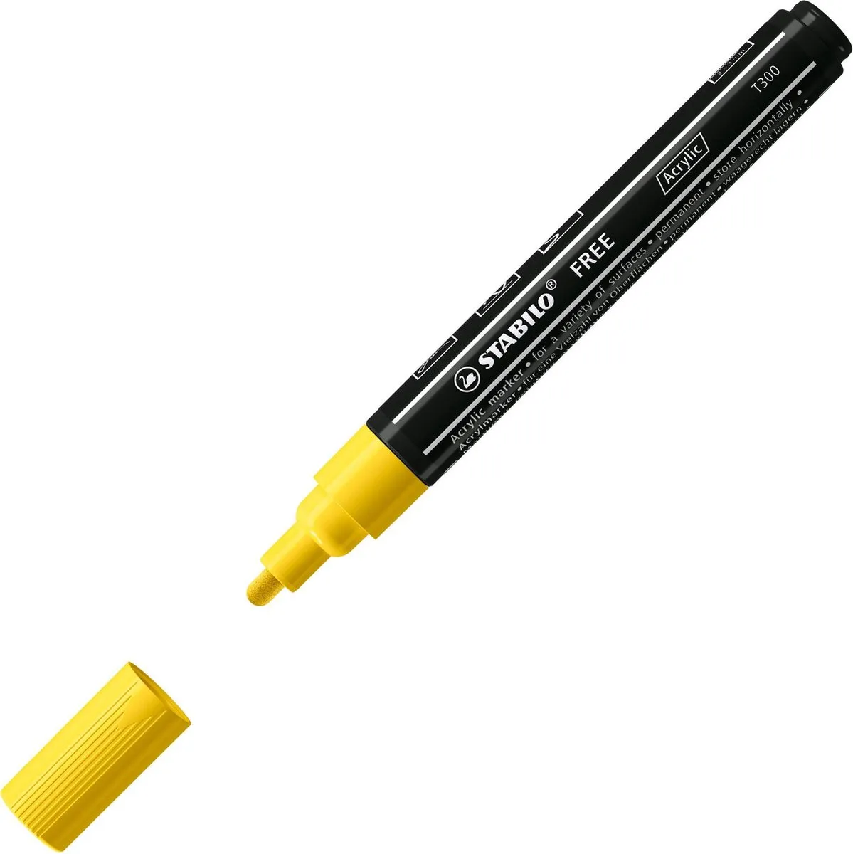 STABILO FREE T300 Acryl Marker - Geel - 5 Stuks