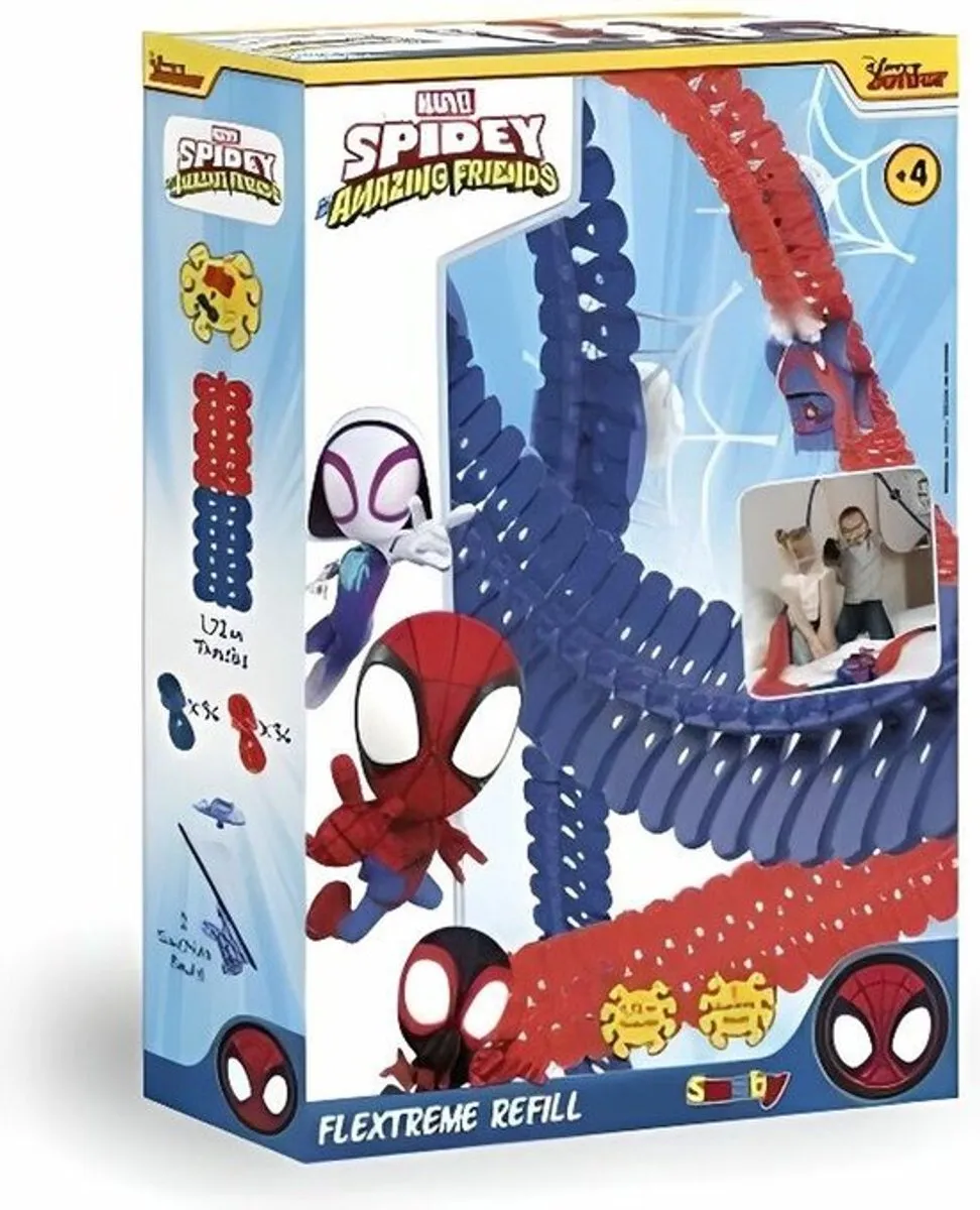Smoby Spidey & Amazing Friends Flextreme Racebaan Uitbreiding 72-delig - Rood