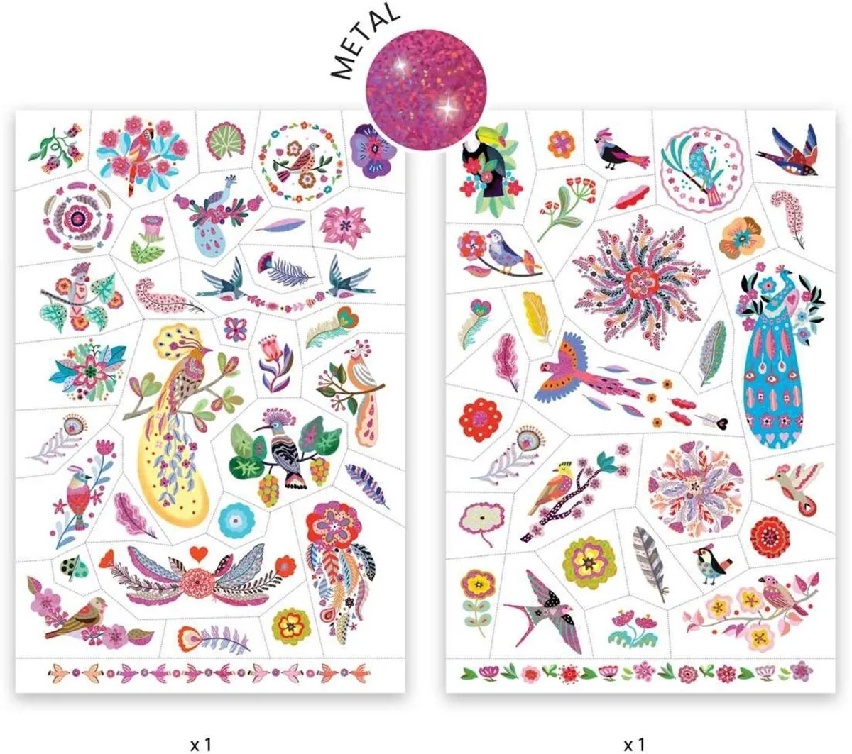 Djeco Bright Birds Huidvriendelijke Tattoos - 50 Stuks - Multicolor
