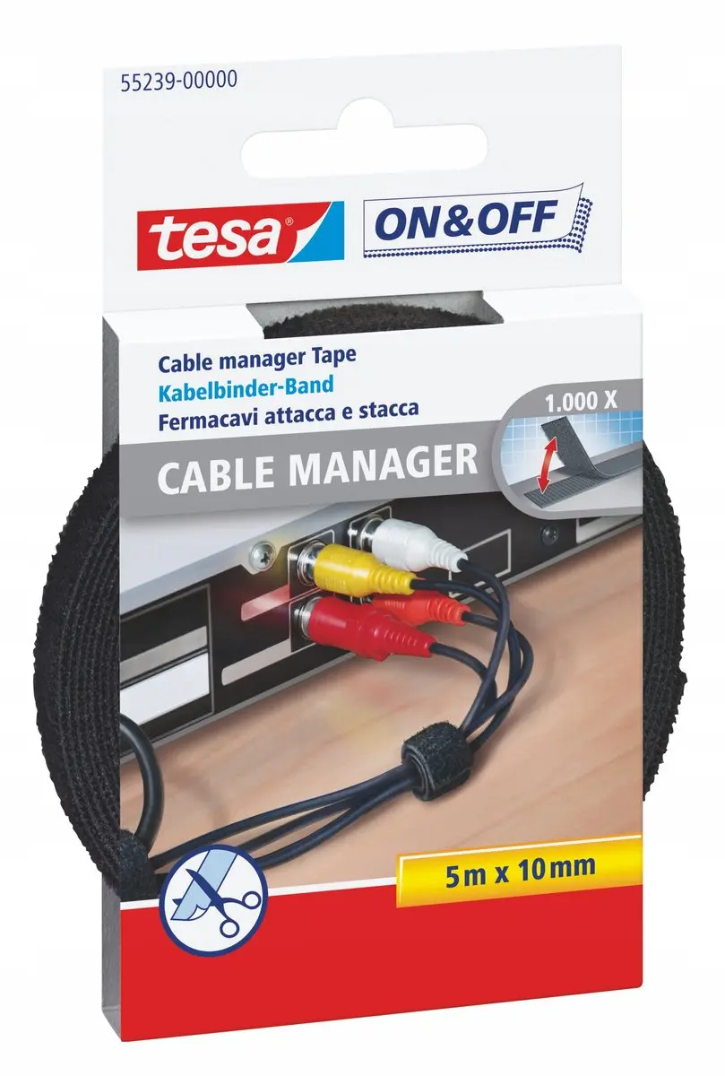 Tesa On & Off 55239-00-00 Klittenband Kabelbinder 5000mm x 10mm