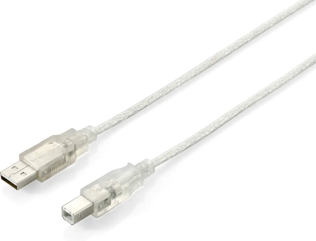 Equip USB A/USB B 2.0 Kabel 5.0m - Zilver/Transparant - afbeelding 3 van 5