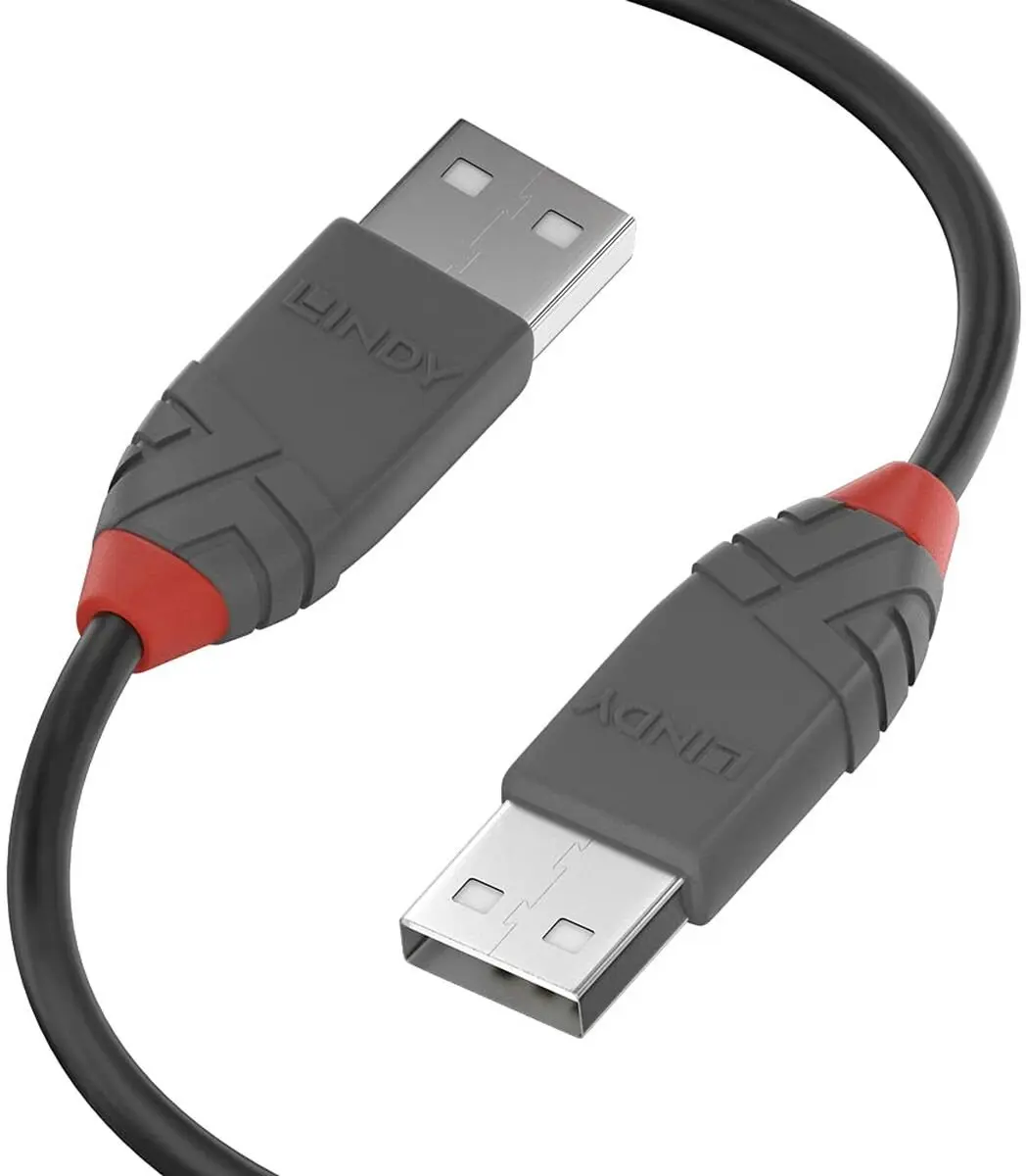 Lindy USB 2.0 USB-A Kabel 2m - Zwart/Grijs