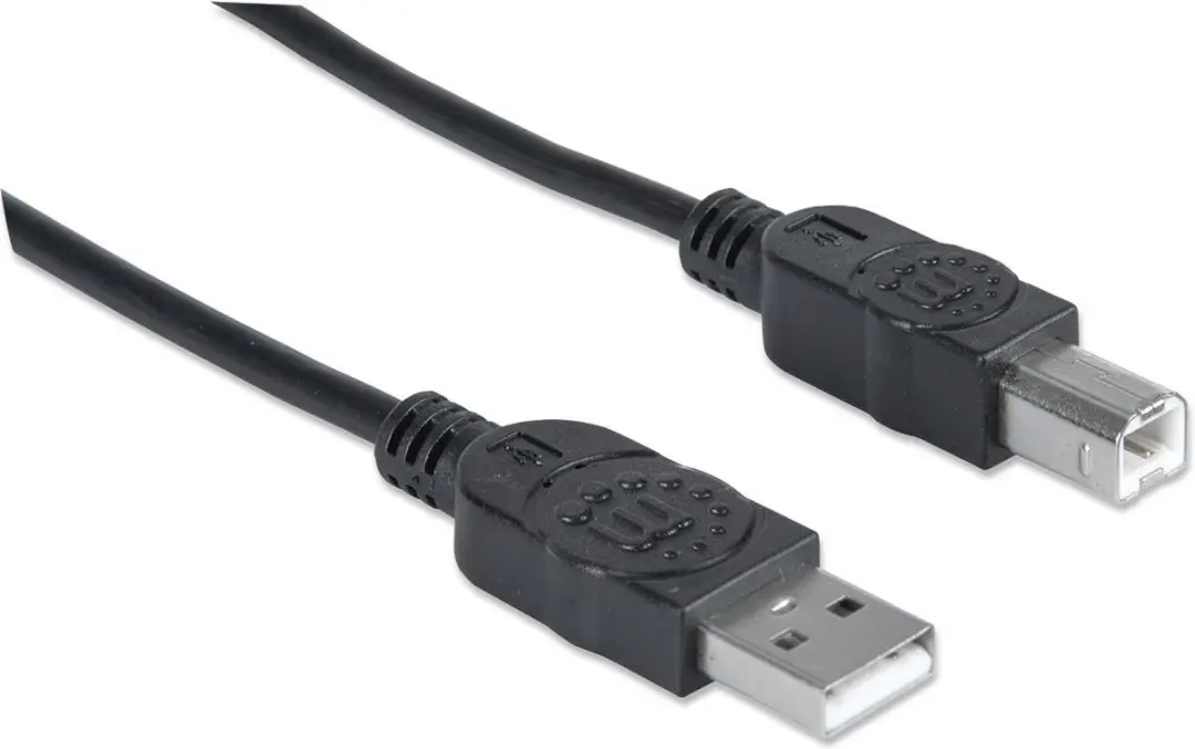 Manhattan USB 2.0 A Male naar B Male Kabel - 3m - Zwart