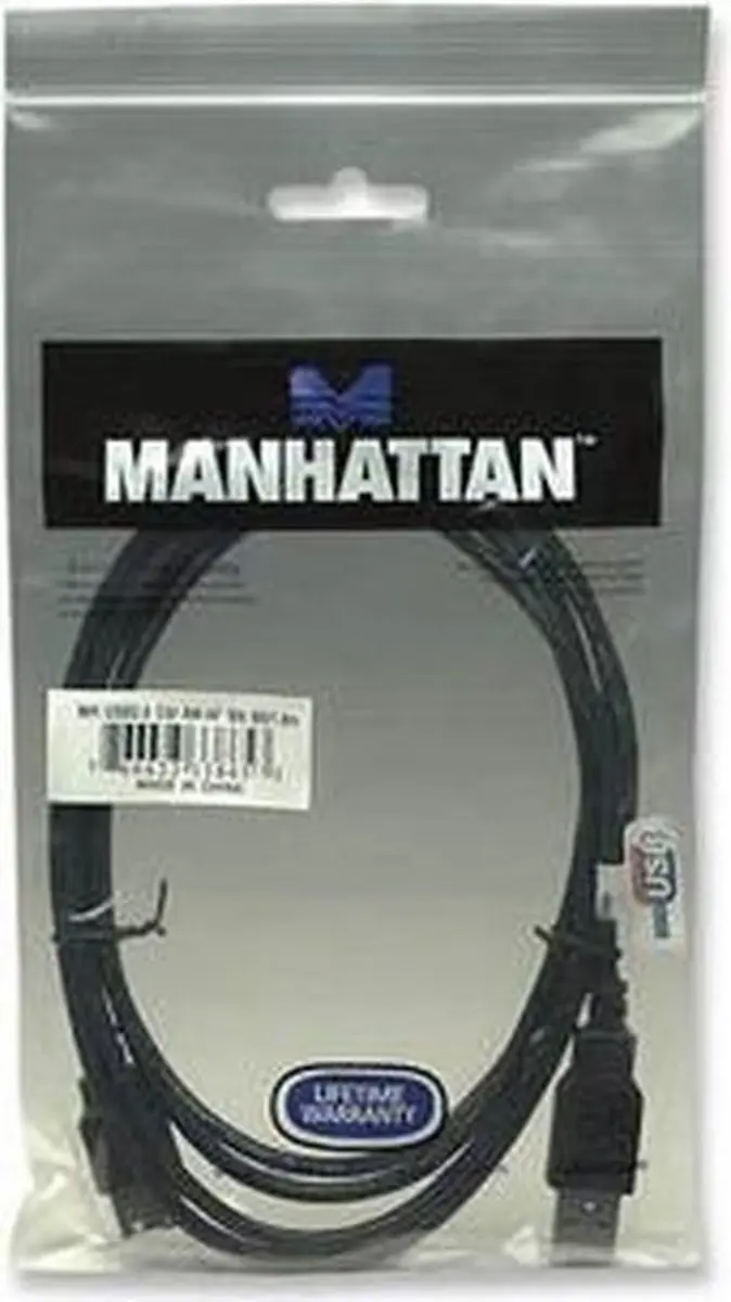 Manhattan USB 2.0 A Male naar A Female Kabel - 1.8m - Zwart - afbeelding 6 van 6