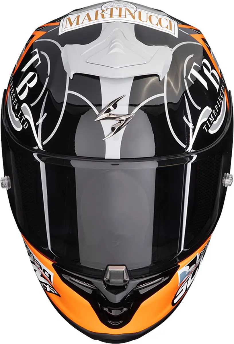 Scorpion EXO-R1 Evo Air Racing #1 Replica Helm - XL - Zwart/Grijs/Orange