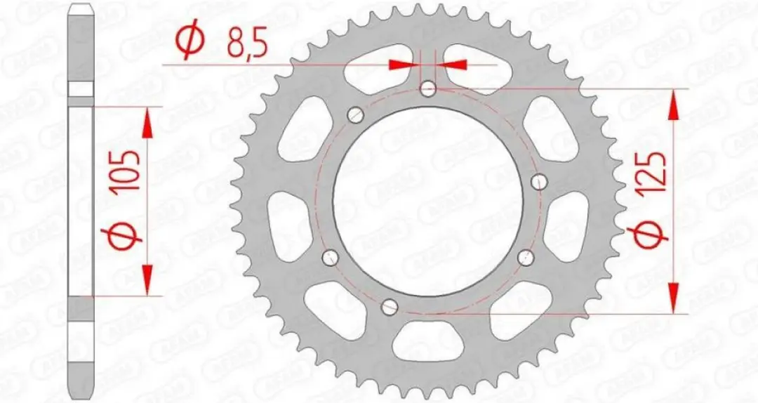 AFAM 47103 Achtertandwiel - 53t - Zilver