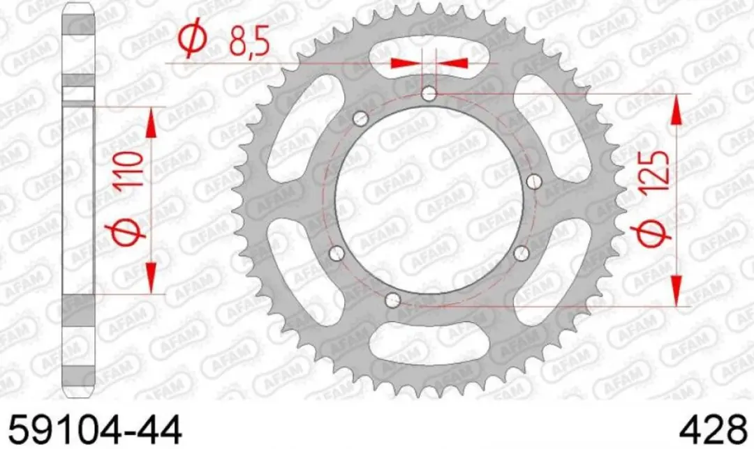 Afam Couronne de transmission Sherco 125 SE 44T 428