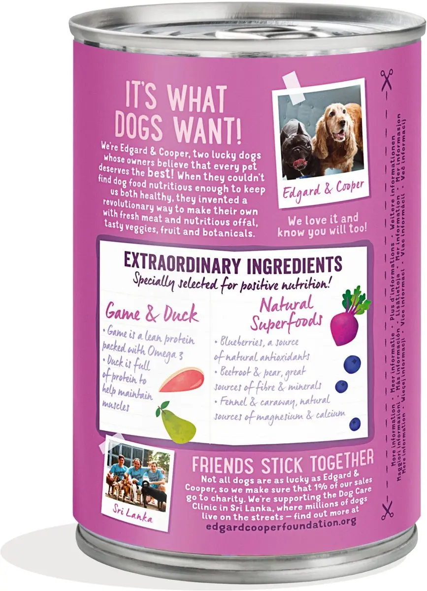 Edgard & Cooper Blik Hondenvoer Wild - Eend 400g - 6 Stuks