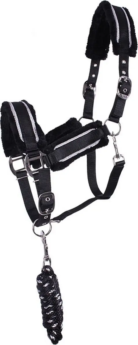 QHP Dolci Halsterset - Pony - Zwart-zilver - afbeelding 6 van 6