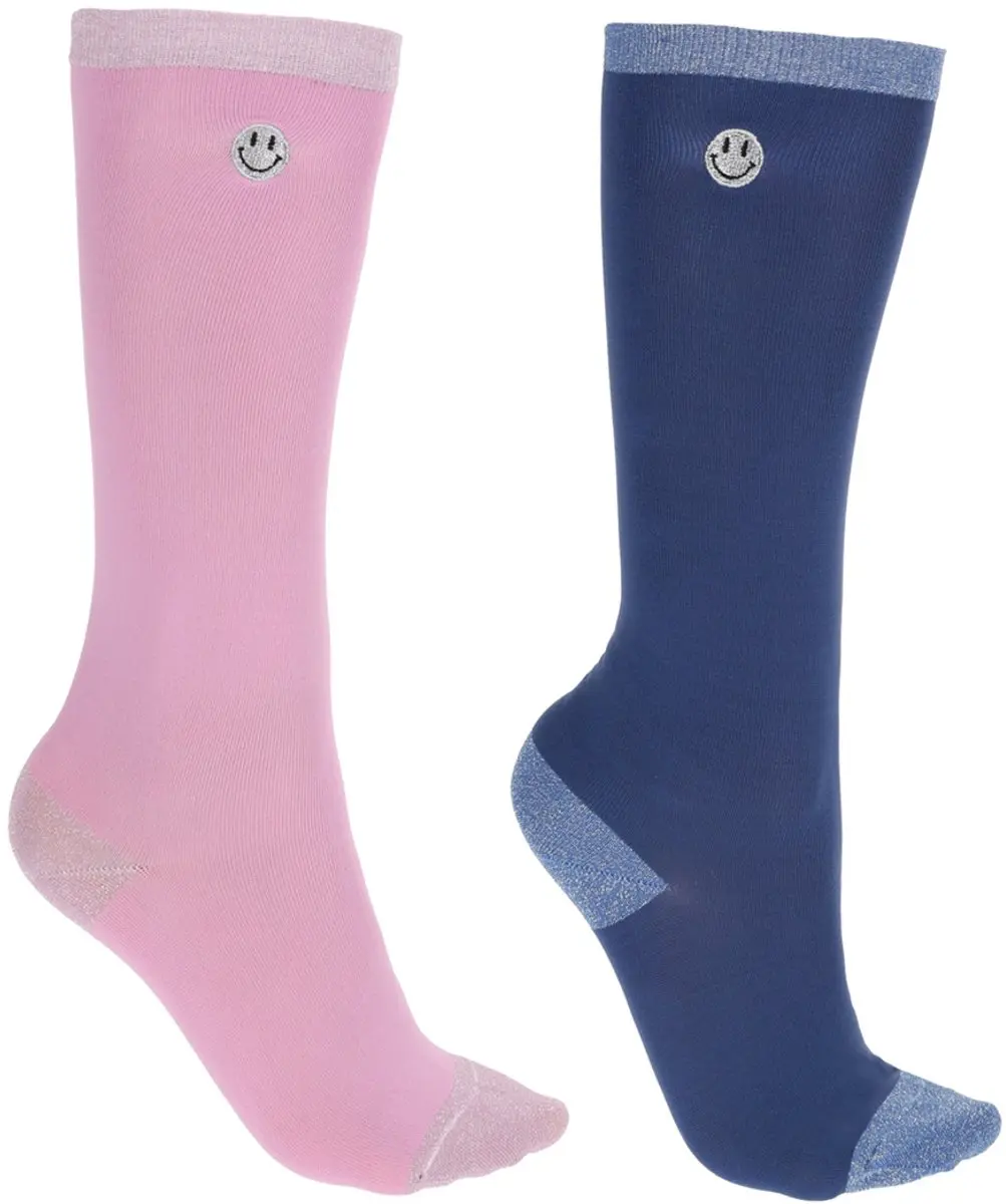 QHP PAARDRIJSOKKEN ROSALYNN 2-PACK Blauw-roze