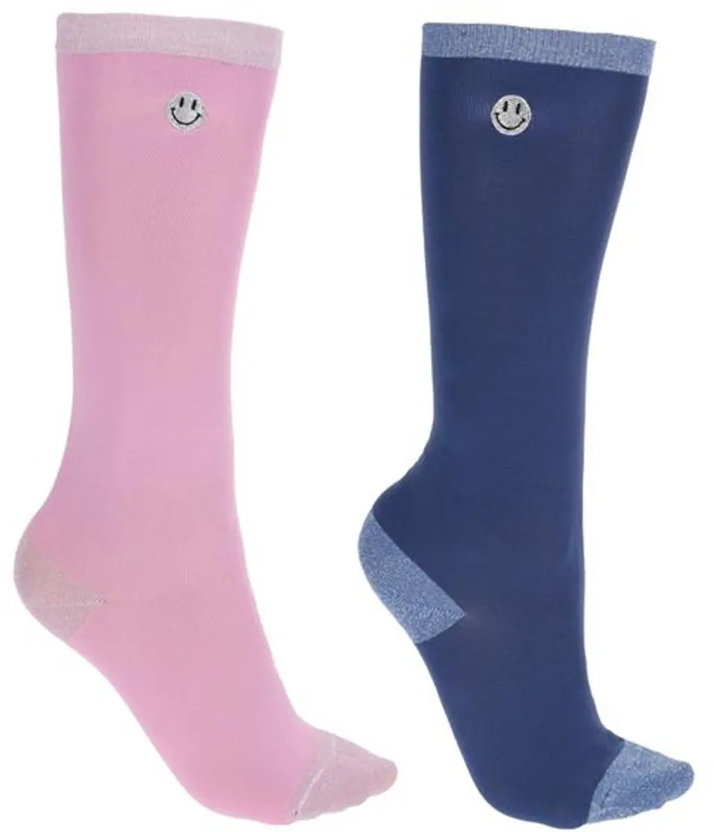 QHP Rosalynn Paardrijsokken - 2 Paar - Blauw-roze - afbeelding 5 van 6