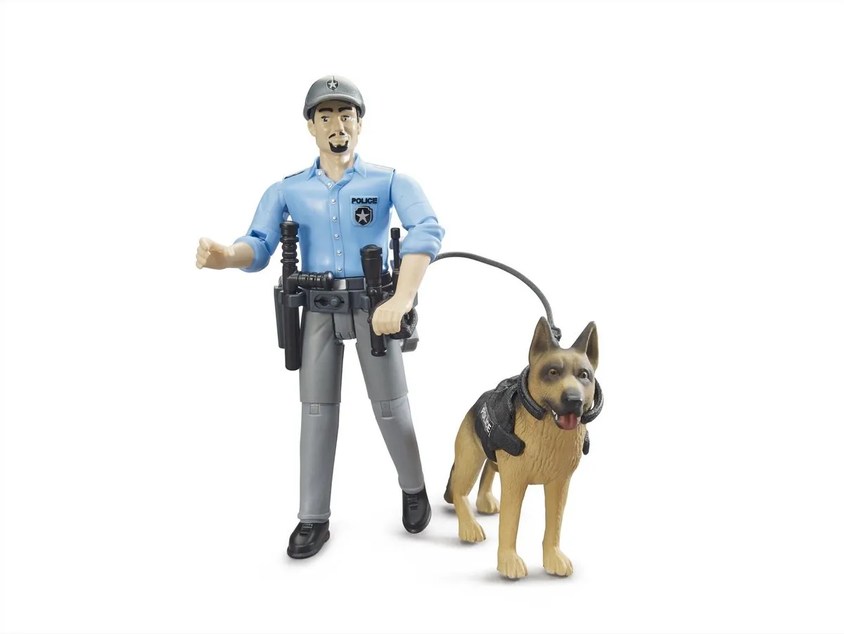 Bruder Politieagent met Hond Speelset BF62150 - Blauw/Grijs
