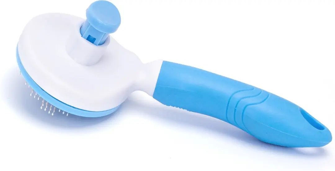 Nobleza Slickerborstel Blauw/Wit - Zelfreinigend - Voor Honden & Katten