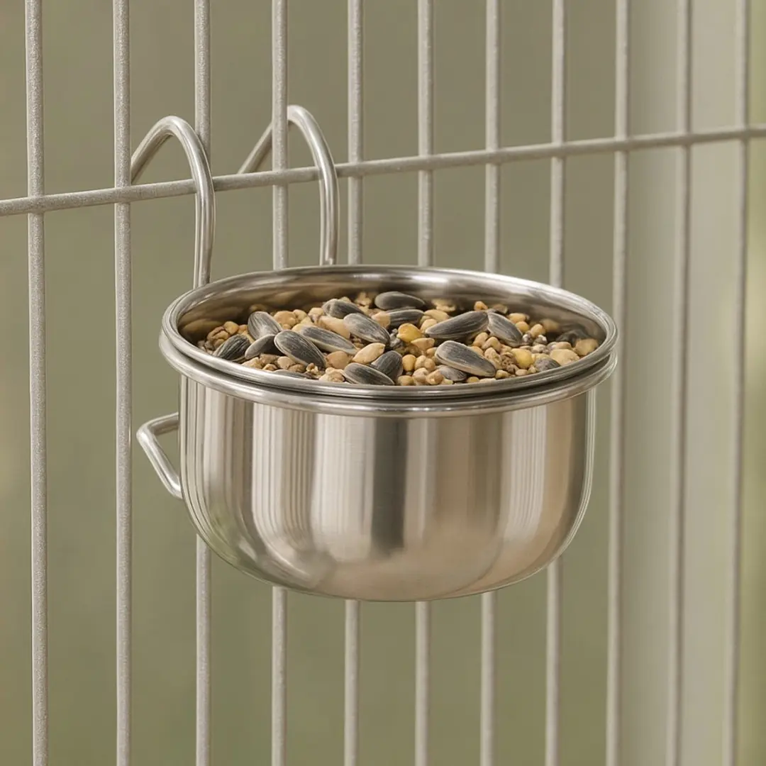 Nobleza Vogelvoerbak RVS - Hangend 300ml Ø9,5cm - Chrome