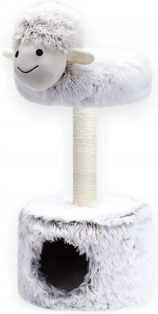 Nobleza Krabpaal Fluffy Schaap 67cm - Wit/Grijs