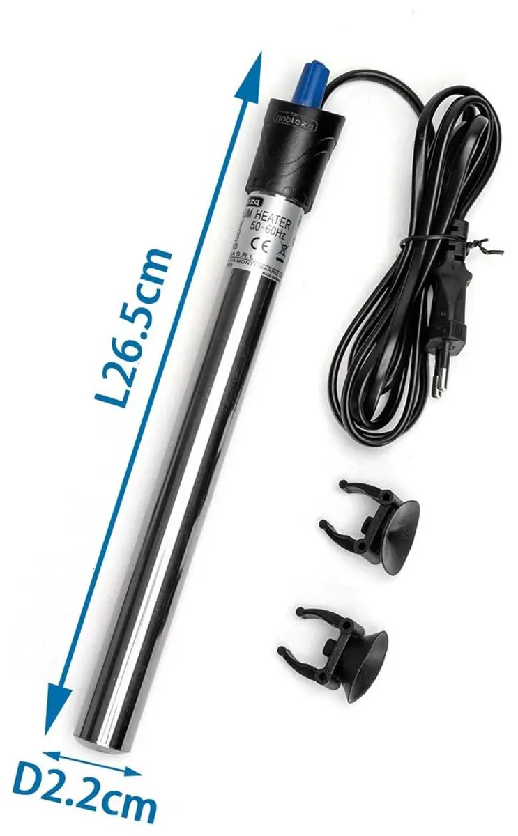Nobleza Aquariumverwarmer 100W - Instelbaar 18-34°C - Zilver