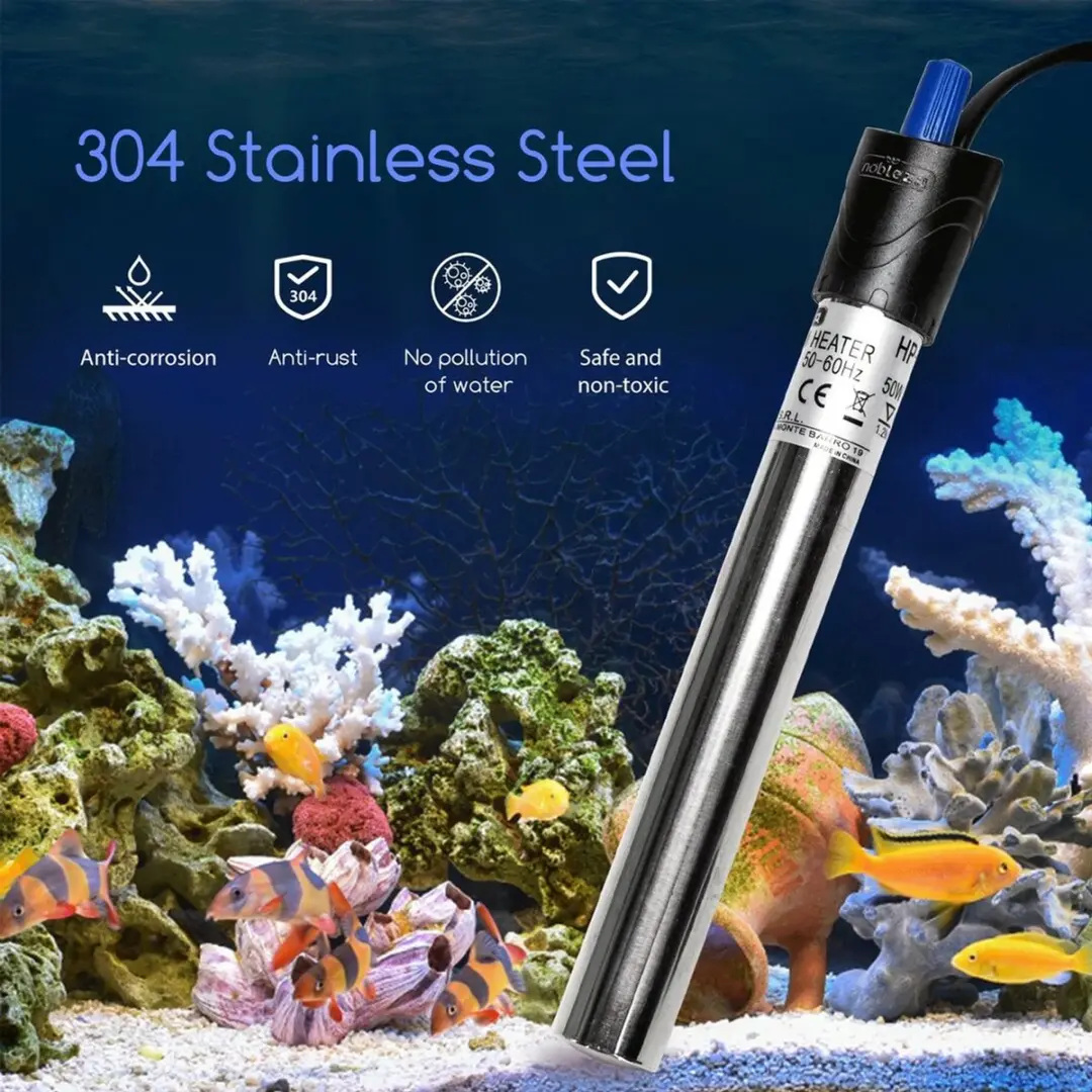 Nobleza Aquariumverwarmer 100W - Instelbaar 18-34°C - Zilver